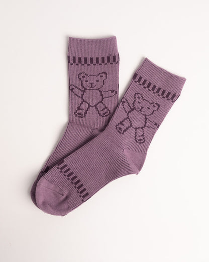 Women’s Merino Wool Blend Crew Socks – Cute Teddy Bear Knit Cozy Everyday Socks