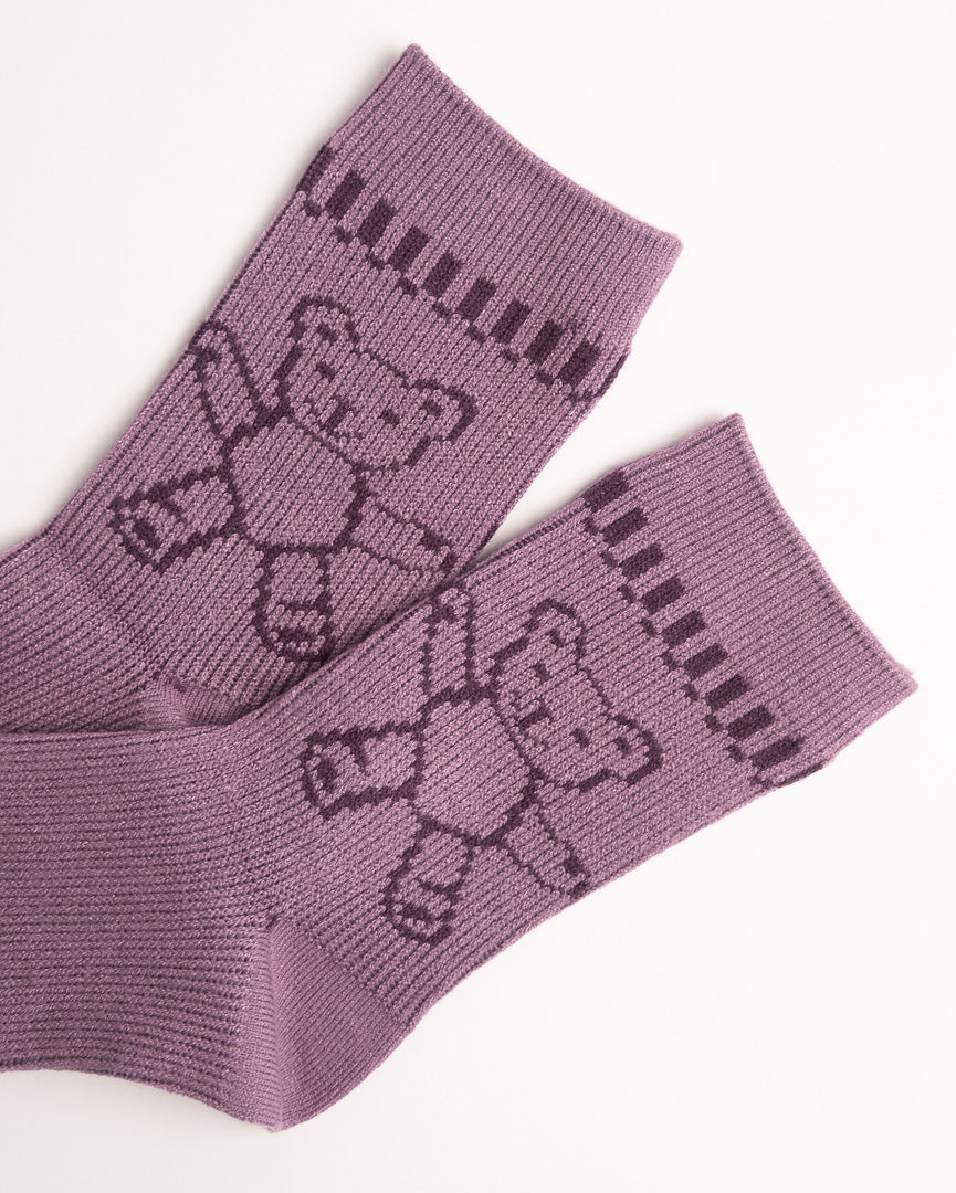 Women’s Merino Wool Blend Crew Socks – Cute Teddy Bear Knit Cozy Everyday Socks