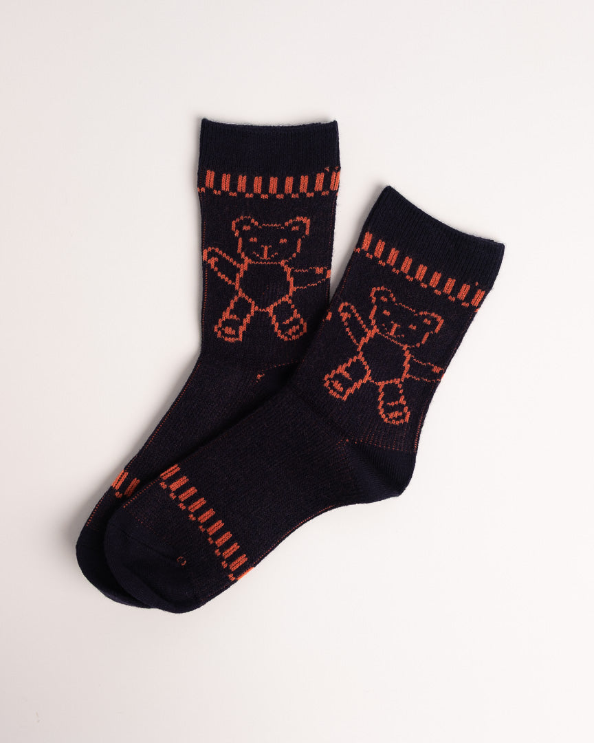 Women’s Merino Wool Blend Crew Socks – Cute Teddy Bear Knit Cozy Everyday Socks