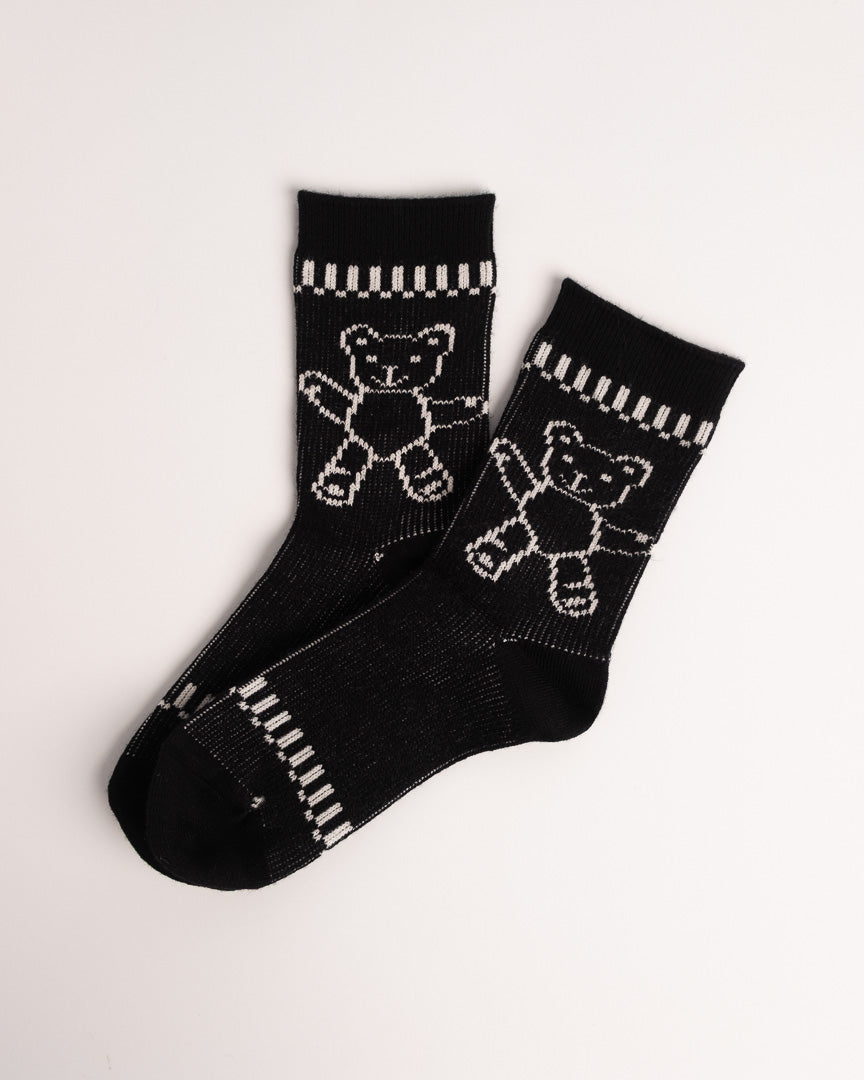 Women’s Merino Wool Blend Crew Socks – Cute Teddy Bear Knit Cozy Everyday Socks