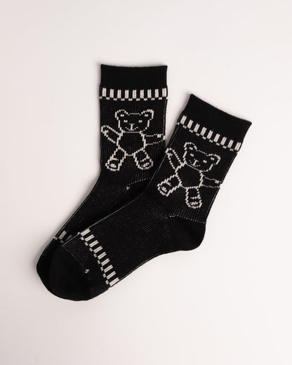 Women’s Merino Wool Blend Crew Socks – Cute Teddy Bear Knit Cozy Everyday Socks
