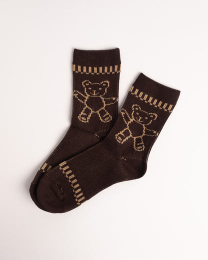 Women’s Merino Wool Blend Crew Socks – Cute Teddy Bear Knit Cozy Everyday Socks