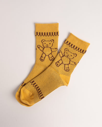 Women’s Merino Wool Blend Crew Socks – Cute Teddy Bear Knit Cozy Everyday Socks