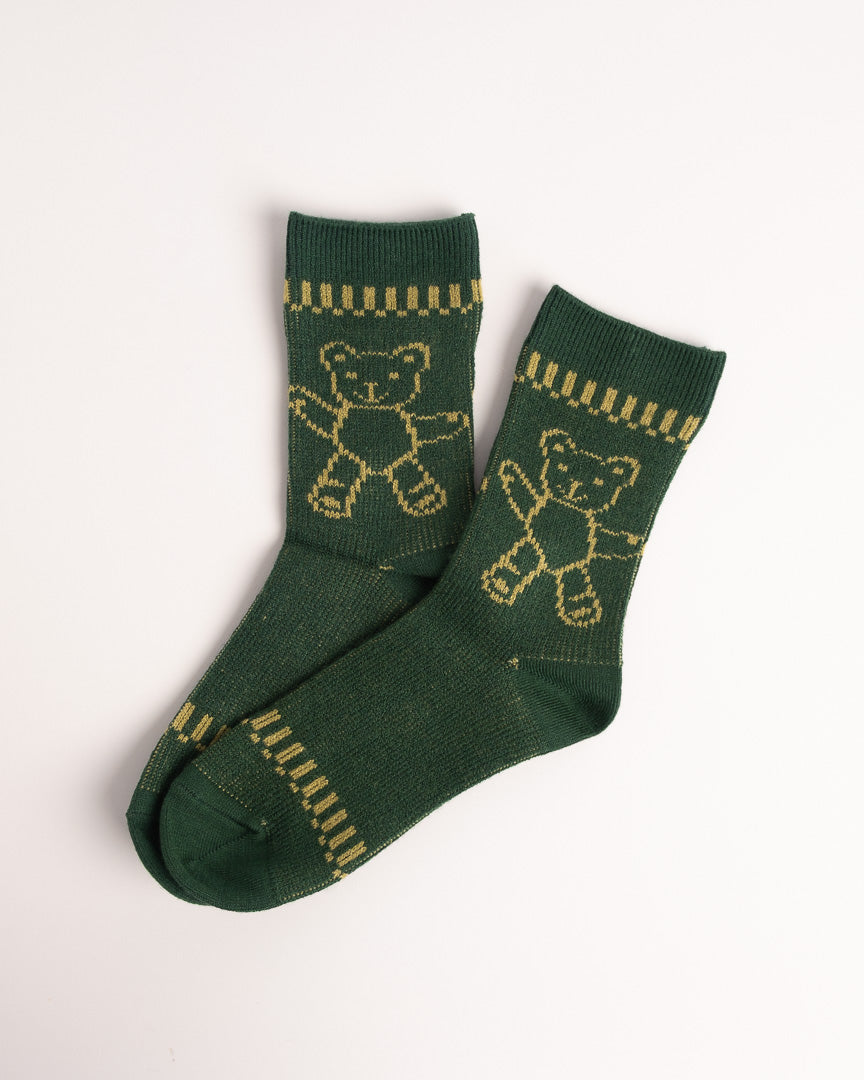 Women’s Merino Wool Blend Crew Socks – Cute Teddy Bear Knit Cozy Everyday Socks