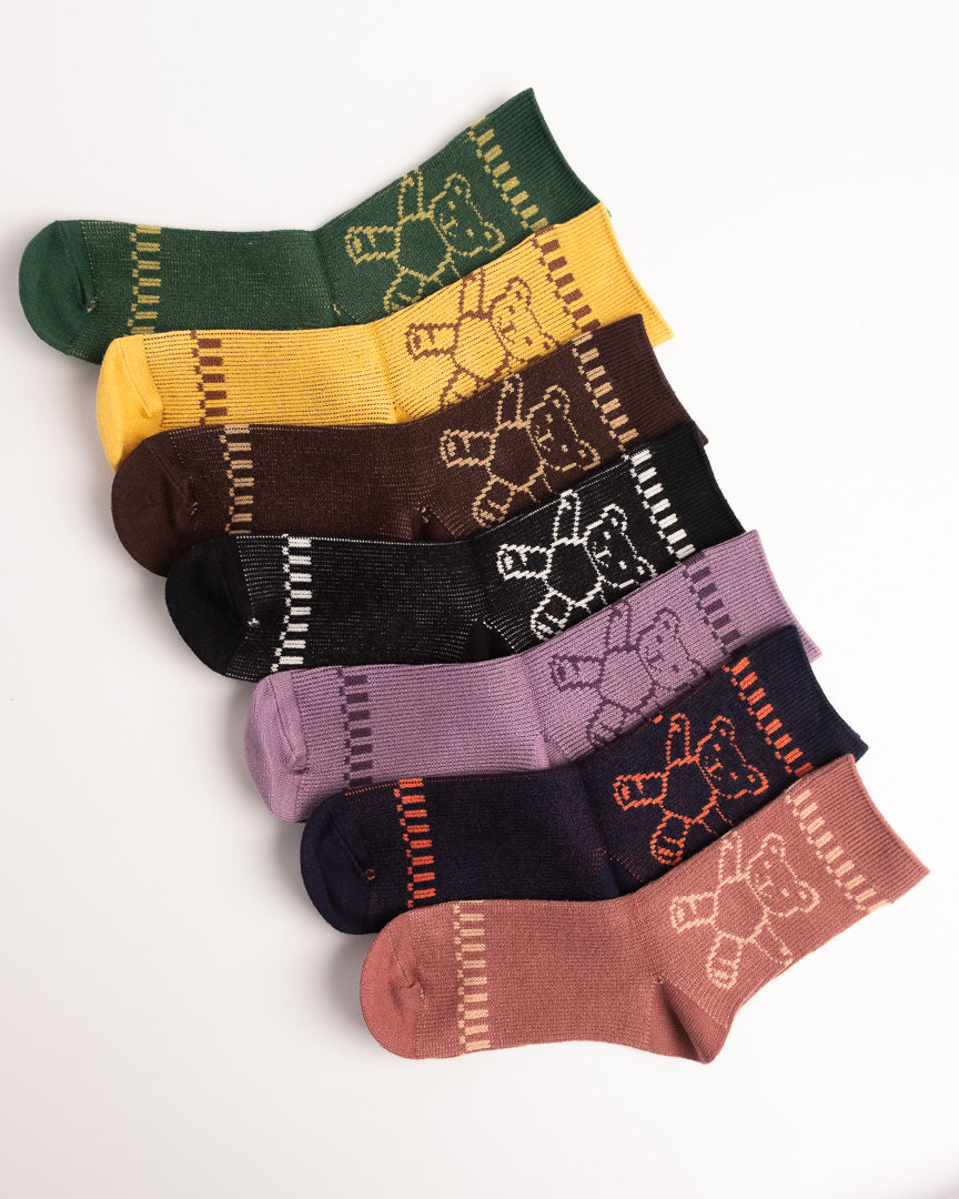 Women’s Merino Wool Blend Crew Socks – Cute Teddy Bear Knit Cozy Everyday Socks