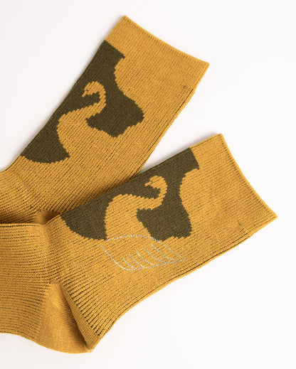 Women’s Swan pattern Merino Wool Blend Crew Socks – Soft Warm Everyday Socks