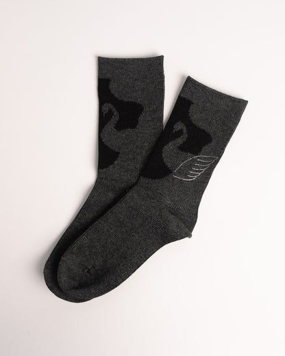 Women’s Swan pattern Merino Wool Blend Crew Socks – Soft Warm Everyday Socks