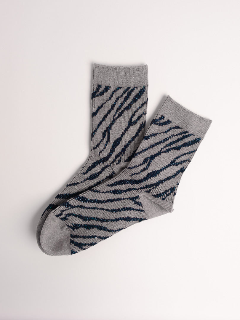 Women’s Merino Wool Blend Crew Socks – Zebra Stripe Soft Warm Everyday Socks