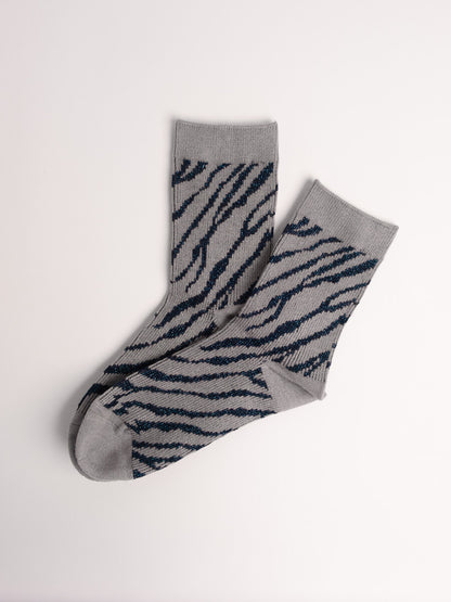 Women’s Merino Wool Blend Crew Socks – Zebra Stripe Soft Warm Everyday Socks