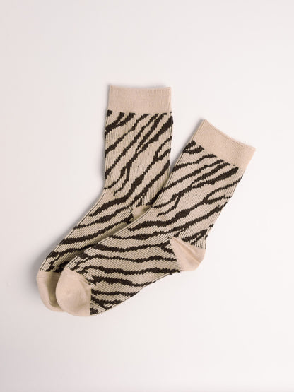 Women’s Merino Wool Blend Crew Socks – Zebra Stripe Soft Warm Everyday Socks