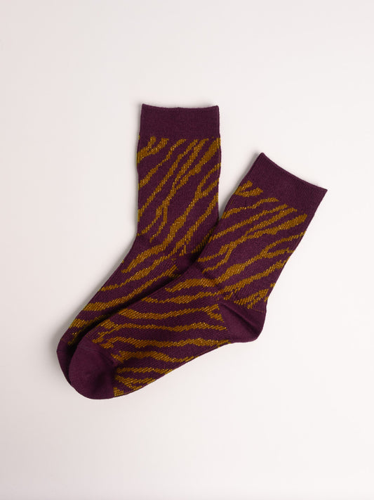 Women’s Wool Blend Crew Socks – Zebra Stripe Soft Warm Everyday Socks