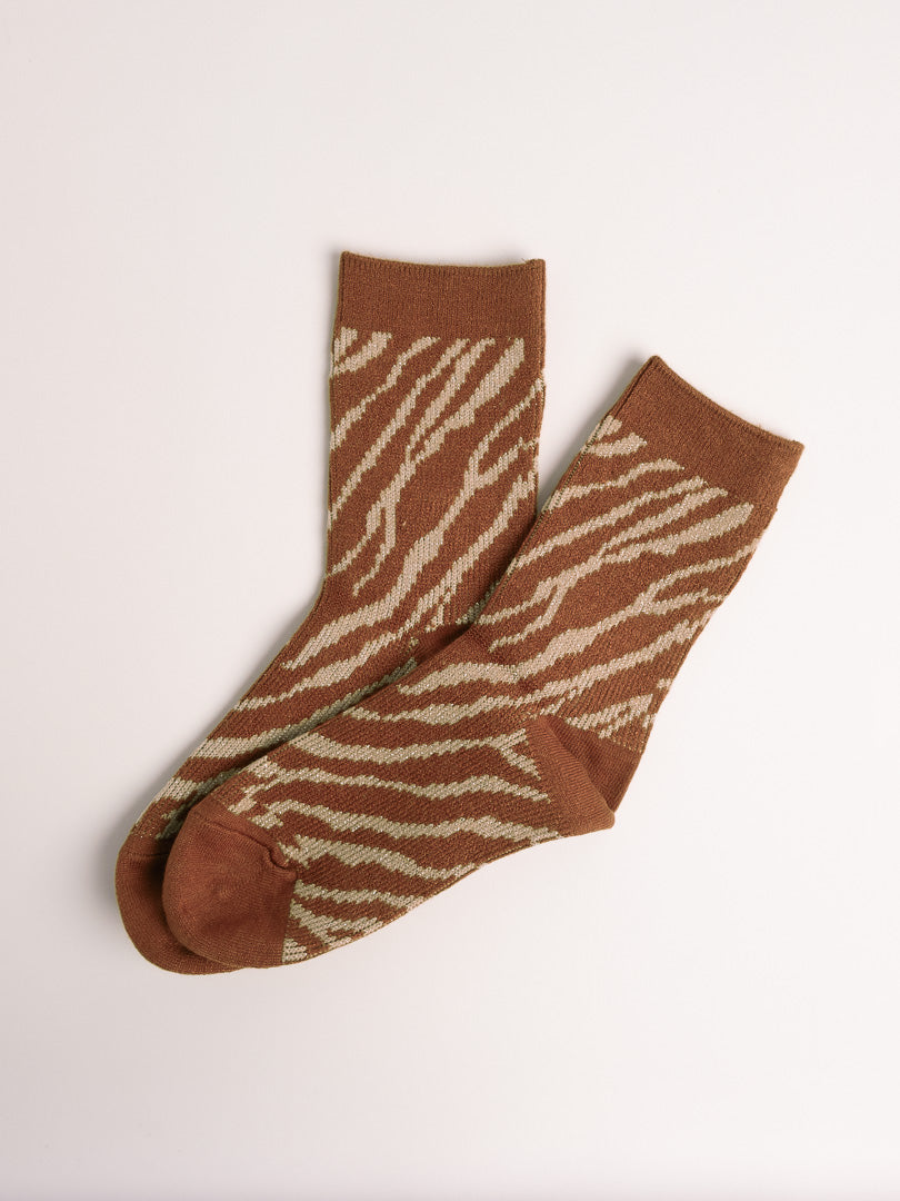 Women’s Merino Wool Blend Crew Socks – Zebra Stripe Soft Warm Everyday Socks