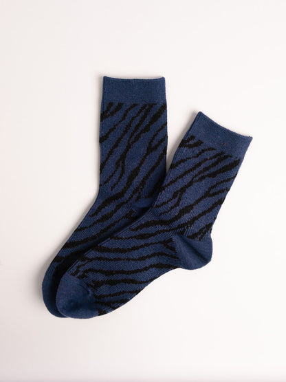 Women’s Merino Wool Blend Crew Socks – Zebra Stripe Soft Warm Everyday Socks