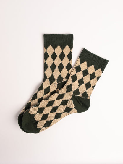 Women’s Argyle Premium Long-Staple Cotton Crew Socks