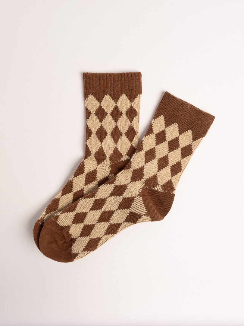 Women’s Argyle Premium Long-Staple Cotton Crew Socks