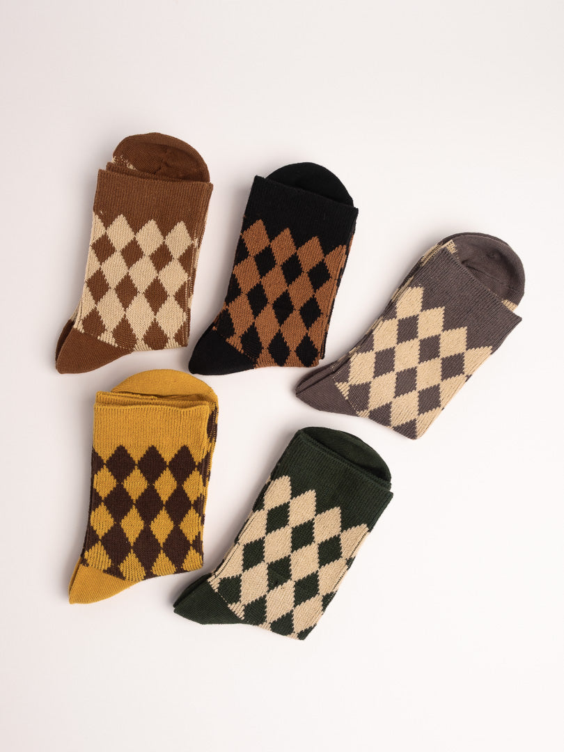 Women’s Argyle Premium Long-Staple Cotton Crew Socks