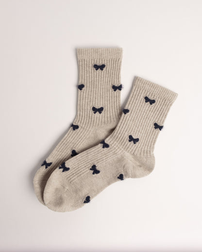 Women’s Bow Fluffy Wool Blend Crew Socks – Soft Cozy Warm Everyday Socks