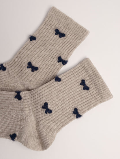 Women’s Bow Fluffy Wool Blend Crew Socks – Soft Cozy Warm Everyday Socks
