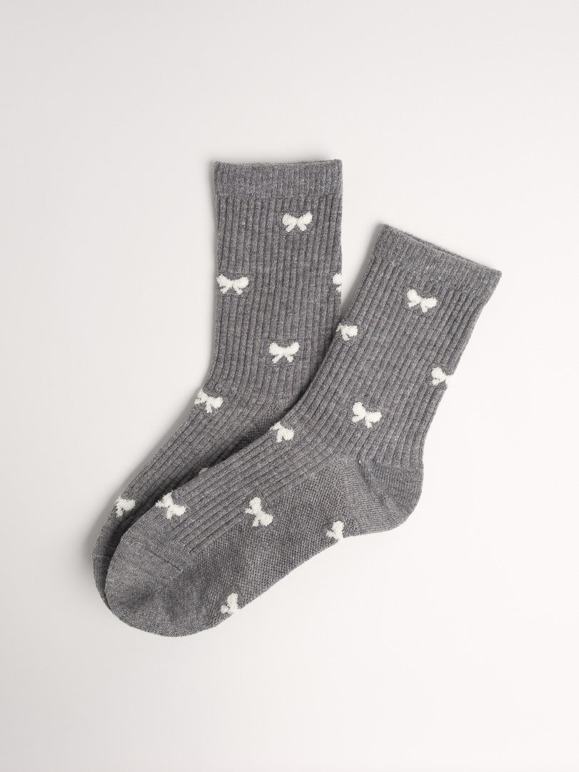 Women’s Bow Fluffy Wool Blend Crew Socks – Soft Cozy Warm Everyday Socks