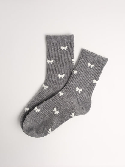 Women’s Bow Fluffy Wool Blend Crew Socks – Soft Cozy Warm Everyday Socks