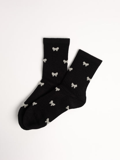 Women’s Bow Fluffy Wool Blend Crew Socks – Soft Cozy Warm Everyday Socks