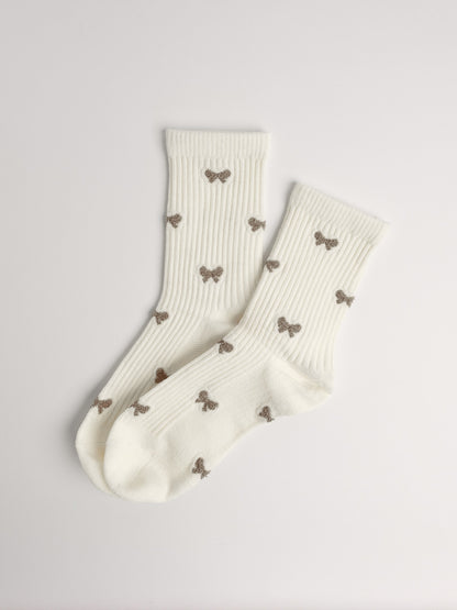 Women’s Bow Fluffy Wool Blend Crew Socks – Soft Cozy Warm Everyday Socks