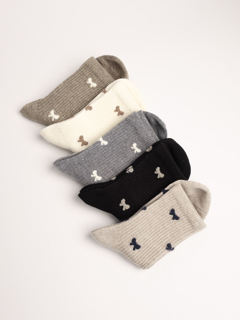 Women’s Bow Fluffy Wool Blend Crew Socks – Soft Cozy Warm Everyday Socks