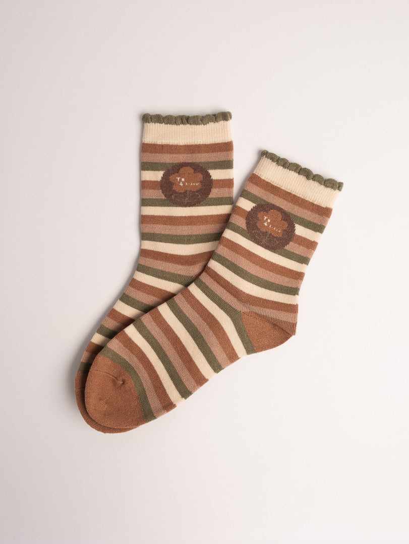 Women’s Vintage Floral Wool Blend Crew Socks – Soft, Warm & Cozy Everyday Socks