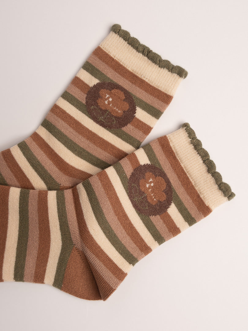 Women’s Vintage Floral Wool Blend Crew Socks – Soft, Warm & Cozy Everyday Socks