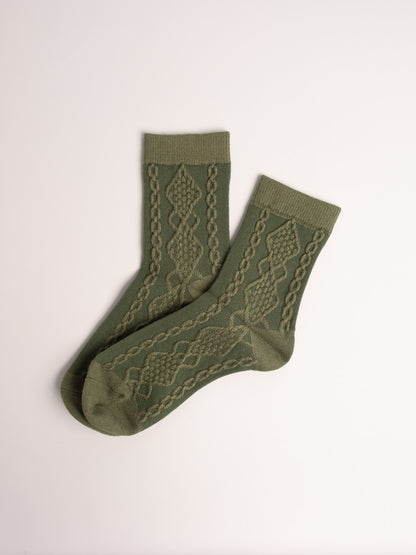 Women’s Vintage Floral Wool Blend Crew Socks – Soft, Warm & Cozy Everyday Socks