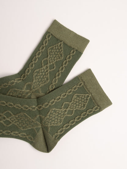 Women’s Vintage Floral Wool Blend Crew Socks – Soft, Warm & Cozy Everyday Socks