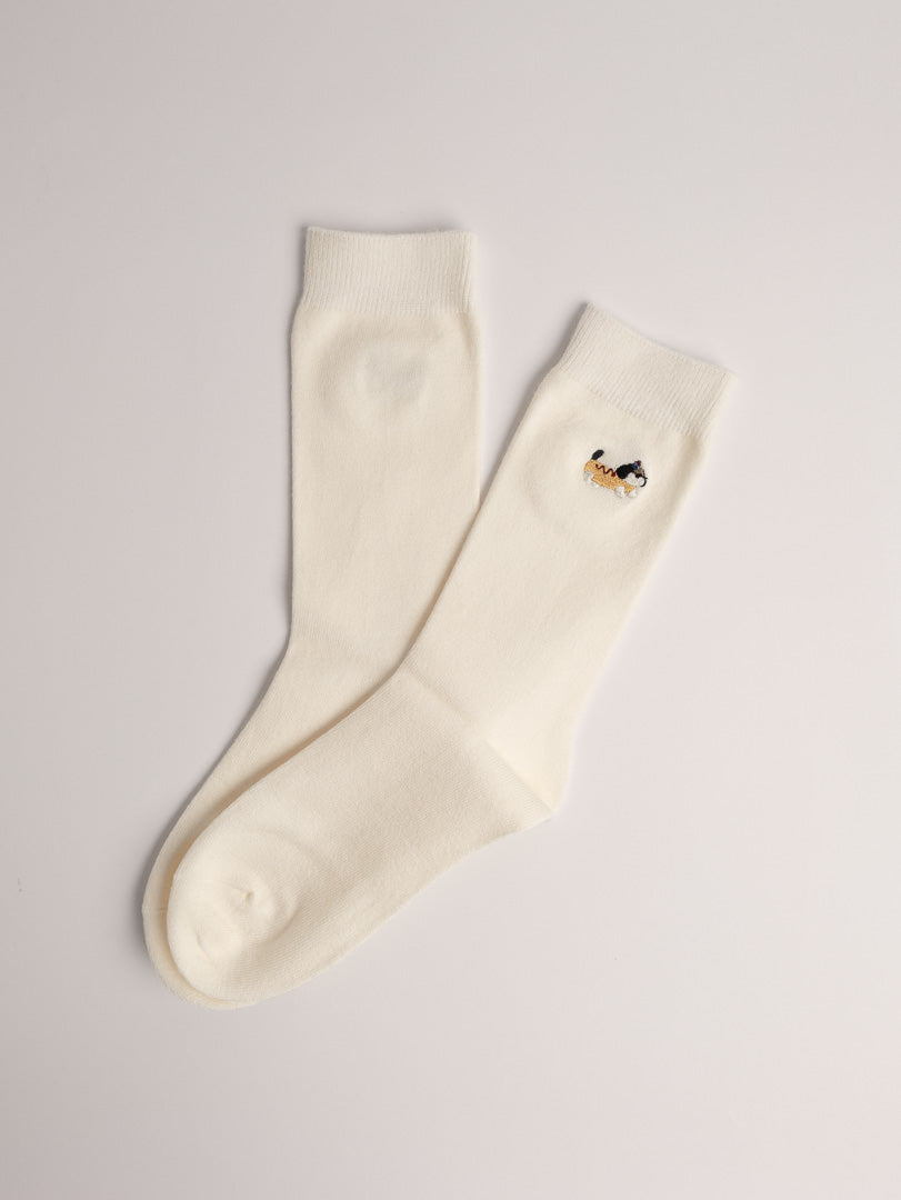 Women’s Puppy Embroidered Wool Blend Crew Socks – Soft Warm Everyday Socks