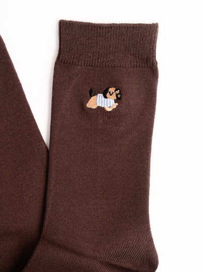 Women’s Puppy Embroidered Wool Blend Crew Socks – Soft Warm Everyday Socks