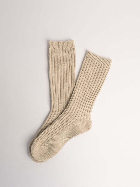 Women’s Ribbed Combed Cotton Crew Socks – Soft Everyday Comfort with Subtle Shine