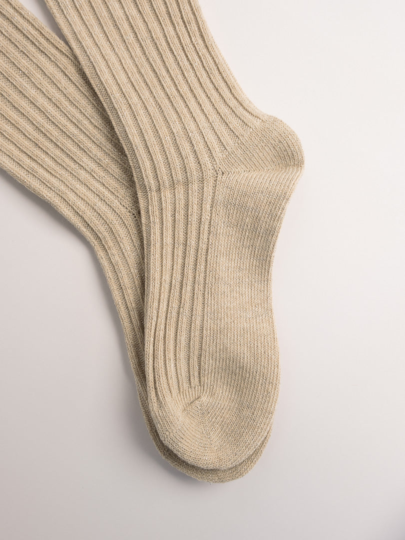 Women’s Ribbed Combed Cotton Crew Socks – Soft Everyday Comfort with Subtle Shine