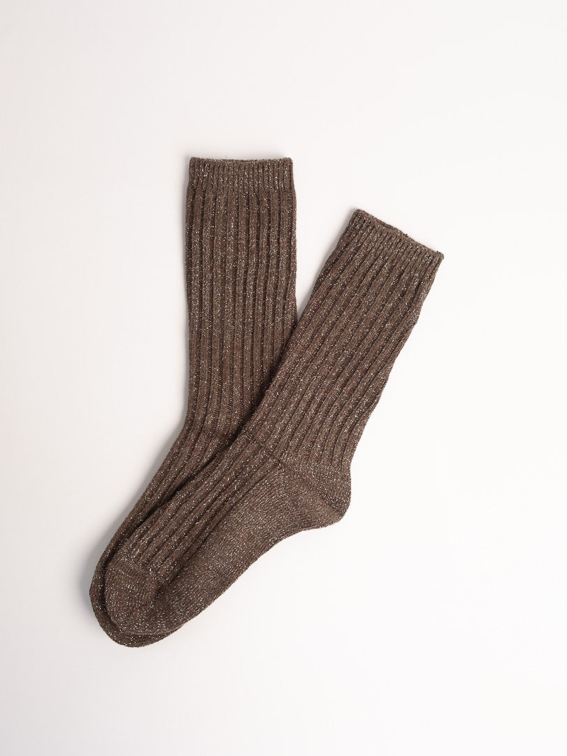 Women’s Ribbed Combed Cotton Crew Socks – Soft Everyday Comfort with Subtle Shine