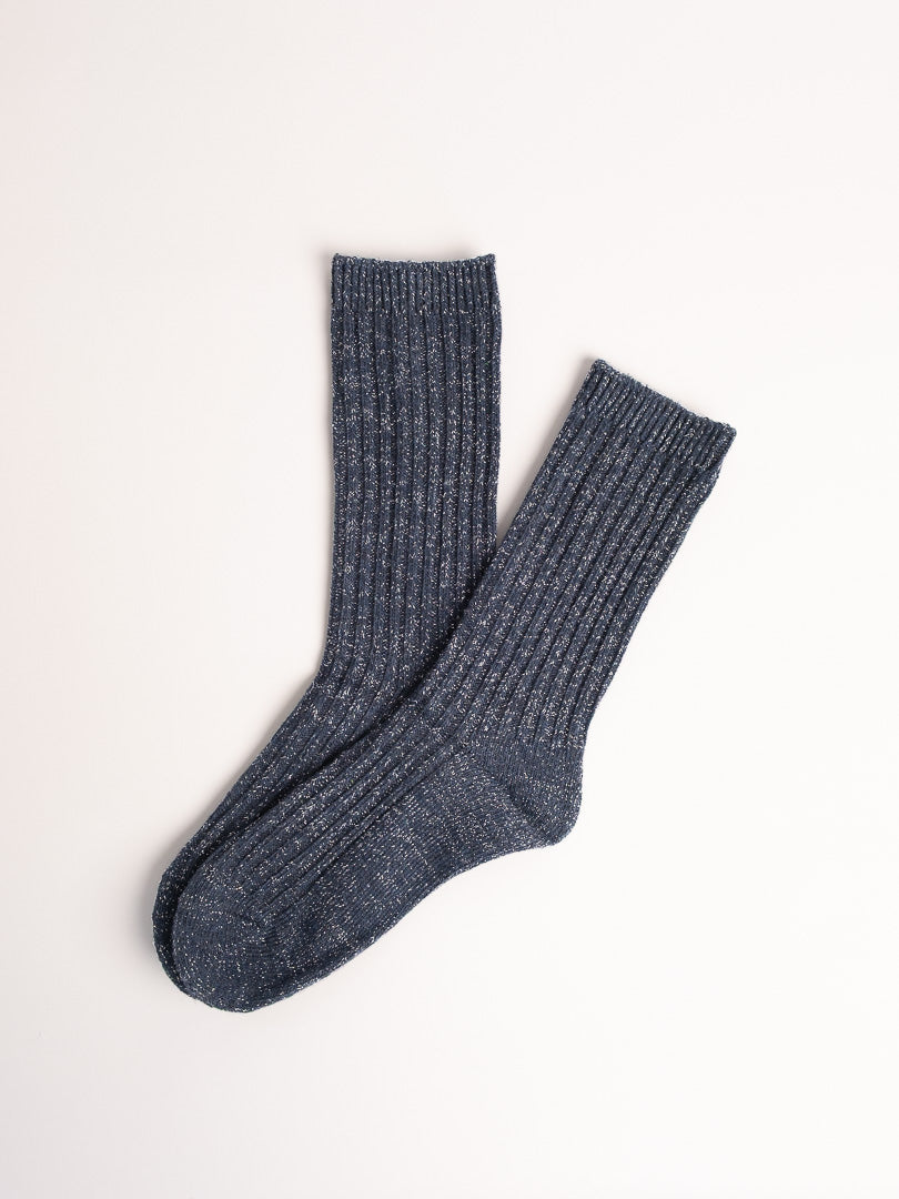 Women’s Ribbed Combed Cotton Crew Socks – Soft Everyday Comfort with Subtle Shine