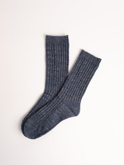 Women’s Ribbed Combed Cotton Crew Socks – Soft Everyday Comfort with Subtle Shine