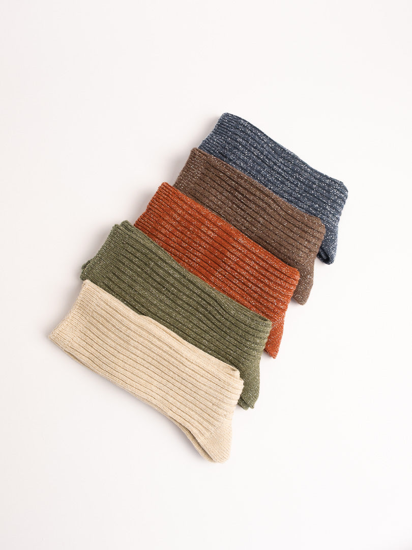 Women’s Ribbed Combed Cotton Crew Socks – Soft Everyday Comfort with Subtle Shine