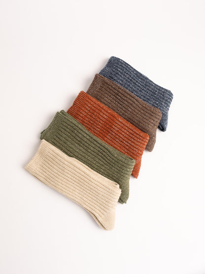 Women’s Ribbed Combed Cotton Crew Socks – Soft Everyday Comfort with Subtle Shine