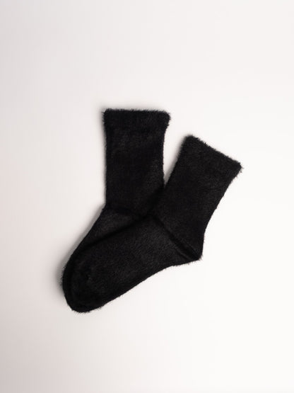 women cozy fuzzy crew socks black soft warm winter everyday socks