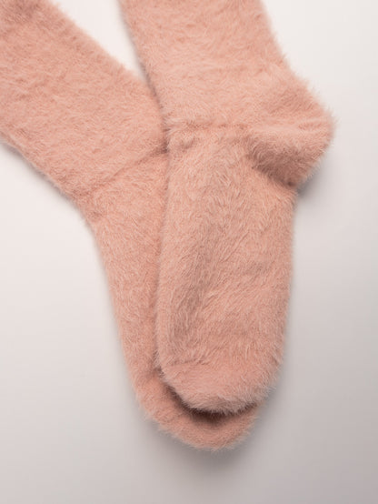 women cozy fuzzy crew socks worn on feet soft warm home socks