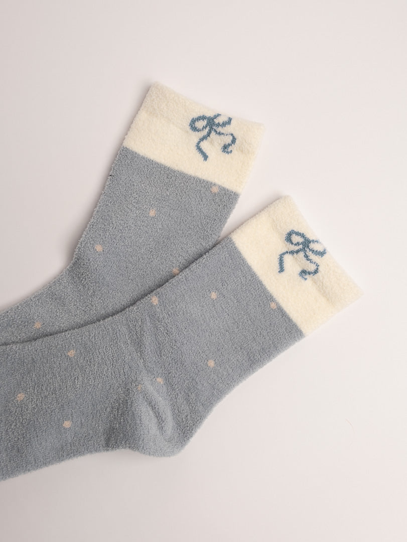 women fuzzy crew socks polka dot multi color cozy winter lounge socks collection