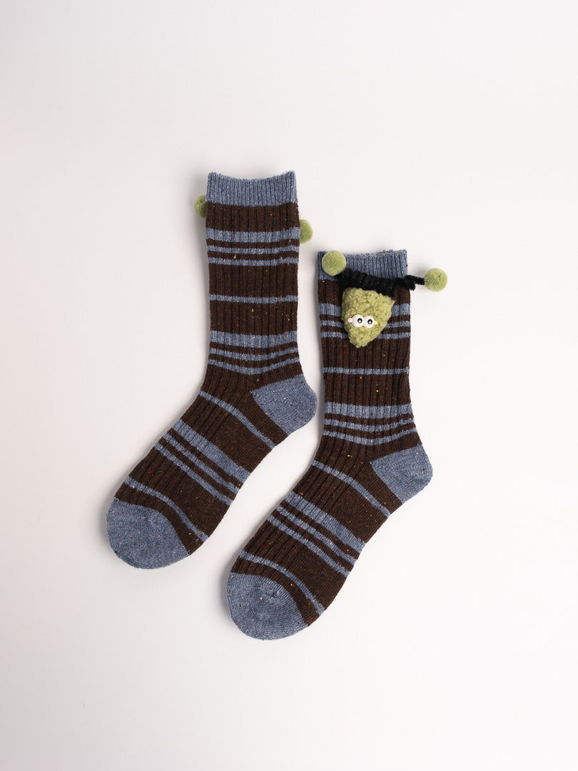 women striped fuzzy crew socks cozy winter everyday socks