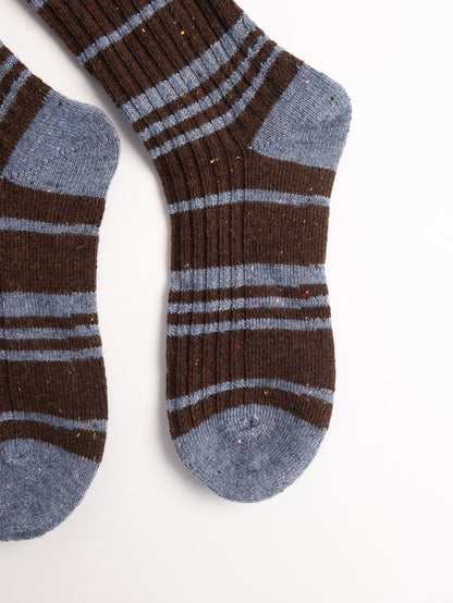 women striped fuzzy crew socks back view warm cozy winter socks