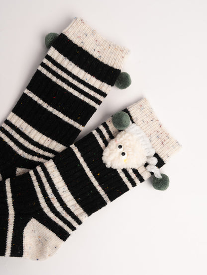  women fuzzy striped crew socks set cozy winter casual socks collection