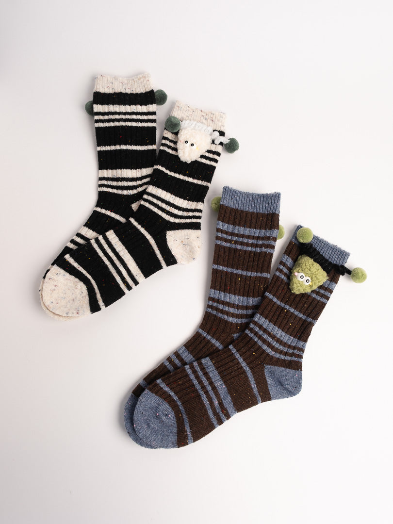 women fuzzy striped crew socks set cozy winter casual socks collection