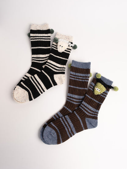 women fuzzy striped crew socks set cozy winter casual socks collection