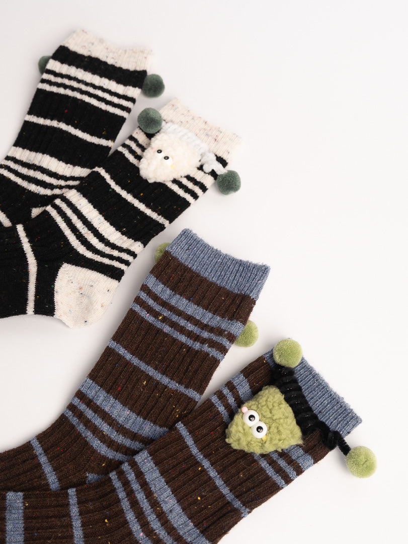 women striped fuzzy crew socks single sock soft cozy winter socks