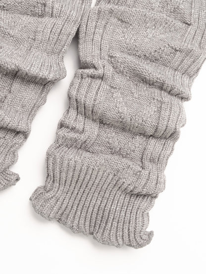 women grey leg warmers ribbed knit detail soft warm winter leg warmers